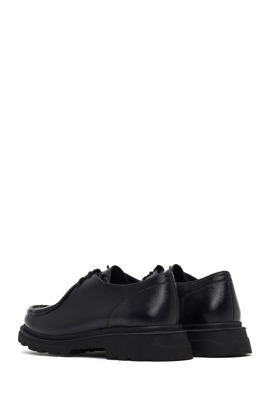 Woman Black Lace-up Leather Masculine Shoes