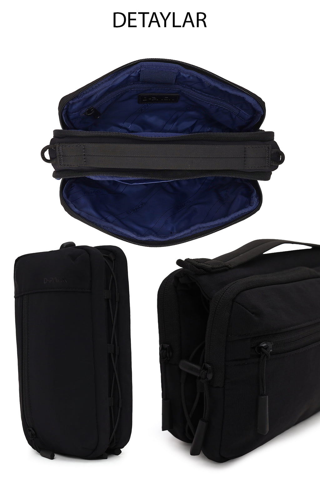 D-Pack Erkek Siyah Uzun Askılı Mini Kumaş Çapraz Çanta