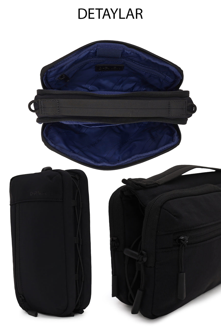 D-Pack Male Black Long-Strap Mini Fabric Crossbody Bag