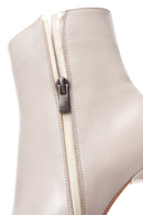 Women's Beige Leather Heeled Classic Boots | Derimod