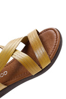 Women's Yellow Leather Bodrum Sandals | Derimod