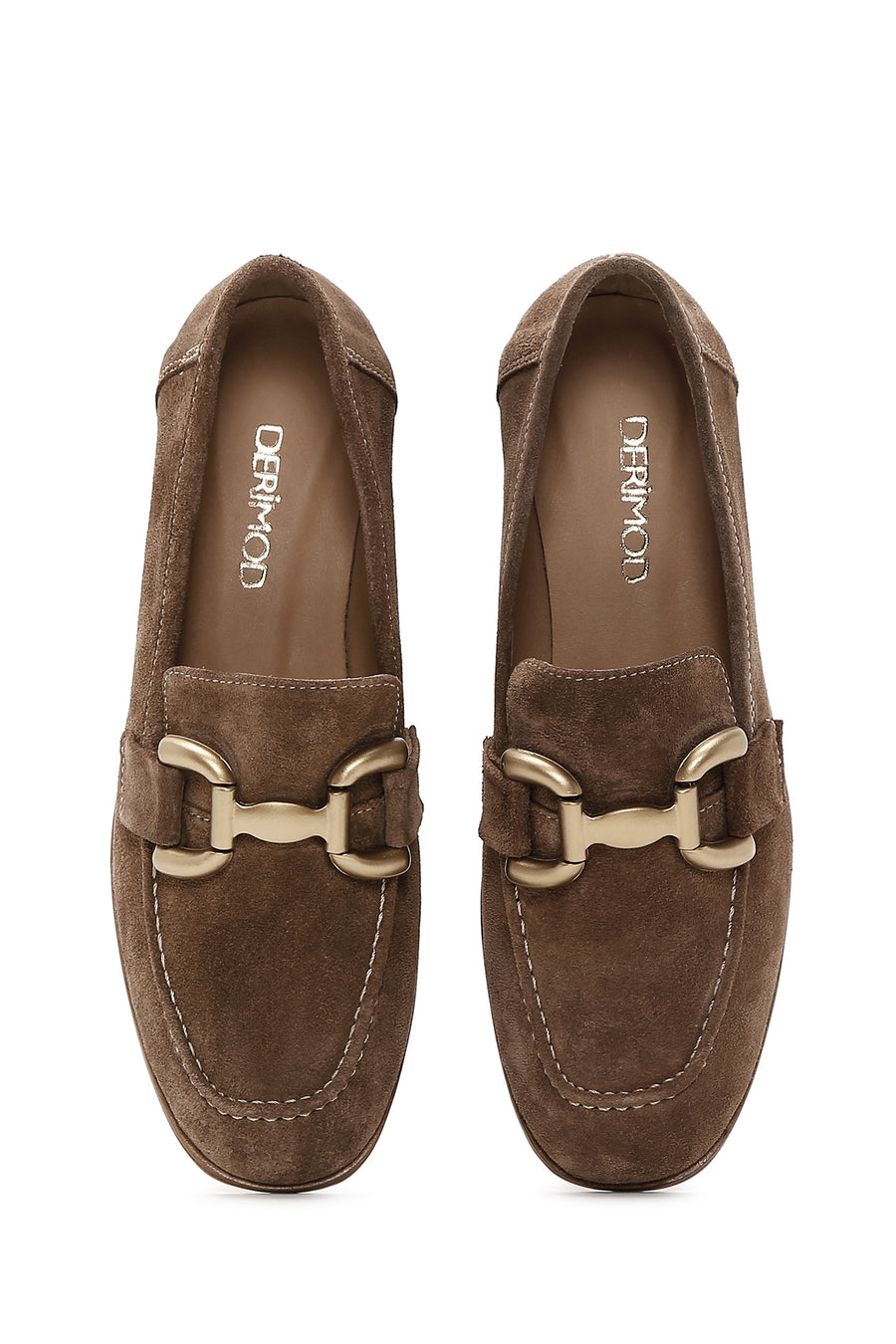 Women's Brown Suede Leather Buckle Loafer