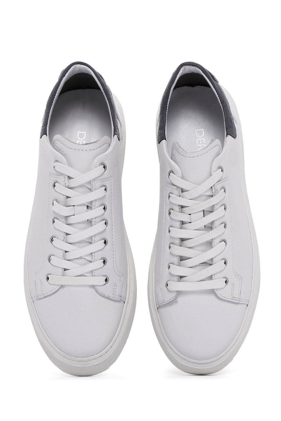 Men's White Lace-up Leather Sneaker