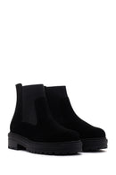 Women's Black Zippered Suede Leather Chelsea Boots | Derimod