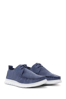 Men's Navy Blue Nubuck Leather Casual Shoes | Derimod