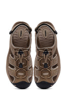 Men's Beige Leather Sandals | Derimod