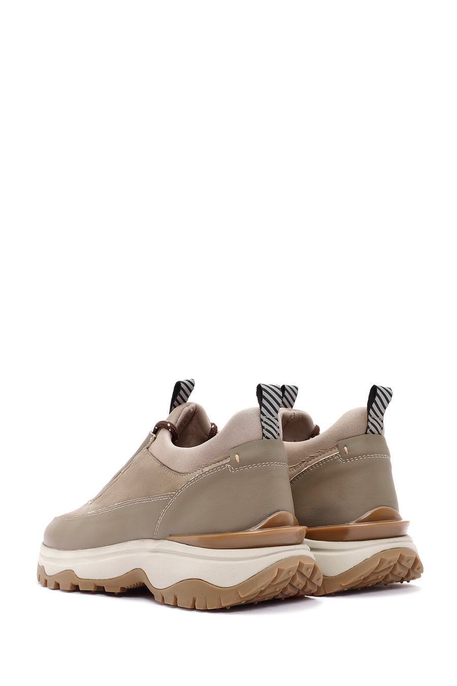 Erkek Vizon Bağcıklı Nubuk Deri Sneaker