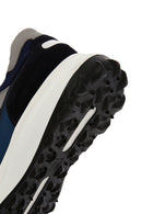 Men's Navy Blue Lace-up Thick-Sole Leather Casual Sneaker | Derimod