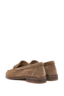 Women's Tan Buckle Detailed Suede Leather Masculine Loafer | Derimod