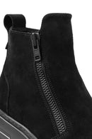 Men's Black Double Zipper Suede Leather Casual Boots | Derimod