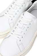 Male White Lace-Up Thick-Soled Leather Sneaker | Derimod