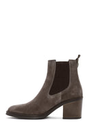 Women's Mink Heeled Suede Leather Cowboy Boots | Derimod