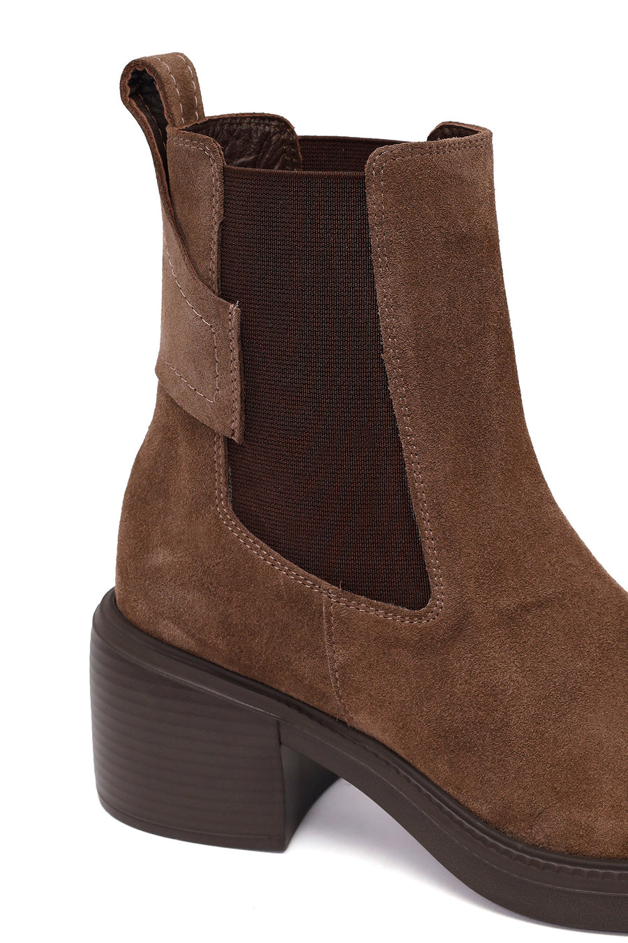 Woman Mink Thick-Heeled Suede Chelsea Boots
