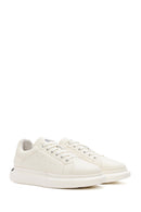 Men's White Lace-up Thick-Sole Leather Sneaker | Derimod