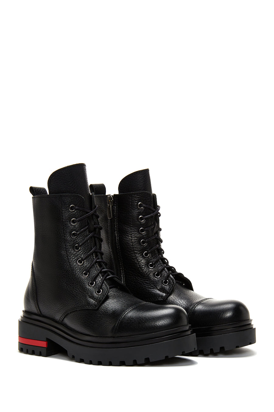 Women's Black Zippered Leather Boots