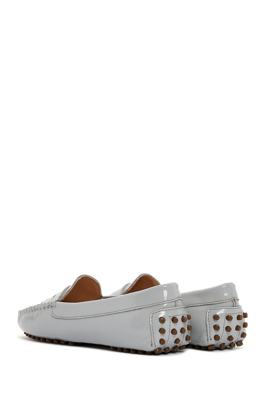 Kadın Gri Rugan Deri Klasik Loafer