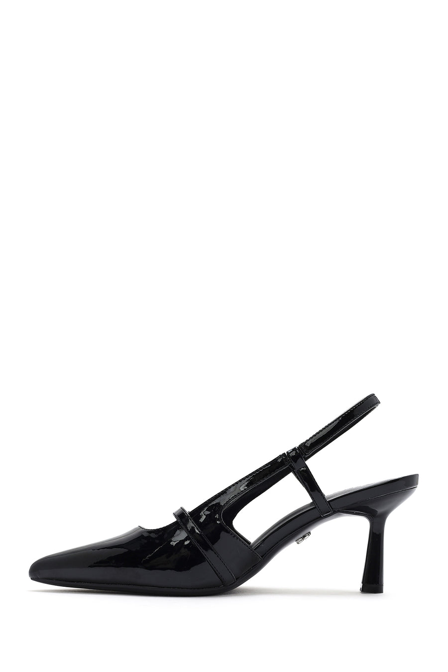 Women's Black Open Back Thin Heeled Shoes