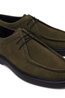 Male Khaki Lace-Up Thick-Soled Nubuck Leather Casual Shoes | Derimod