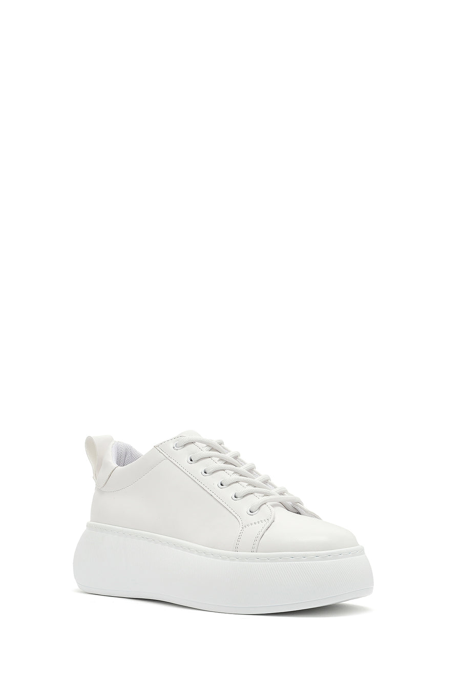 Women's White Lace-Up Thick Soled Sneaker