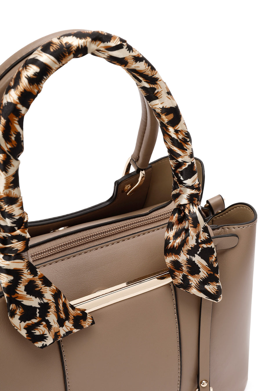 Women's Beige Long Strap Handbag with Accessory Detail