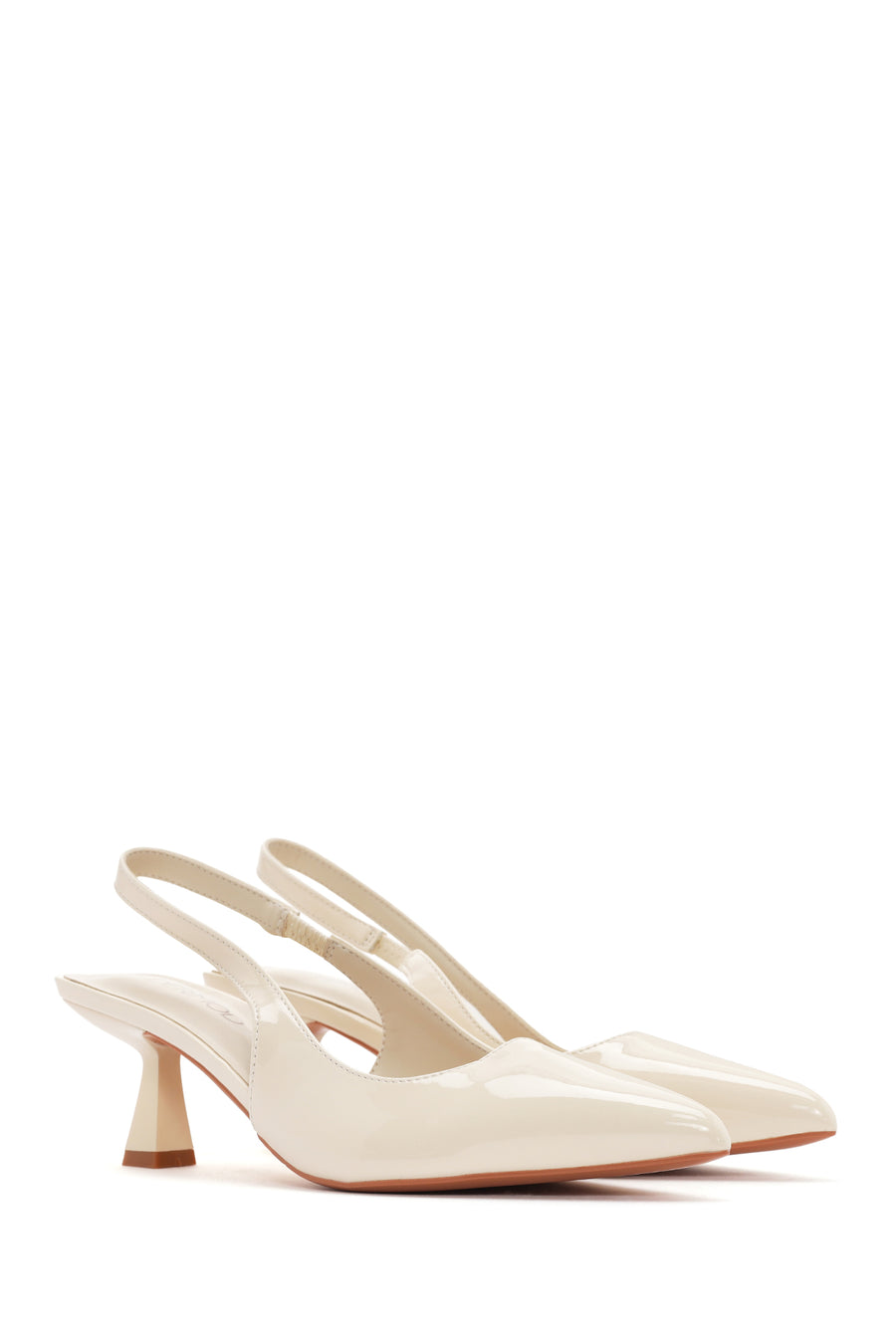 Women's Cream Open Back Thin Heeled Shoes