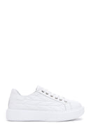 Women's White Leather Quilted Thick Soled Sneaker | Derimod