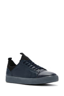 Men's Navy Blue Leather Sneaker | Derimod