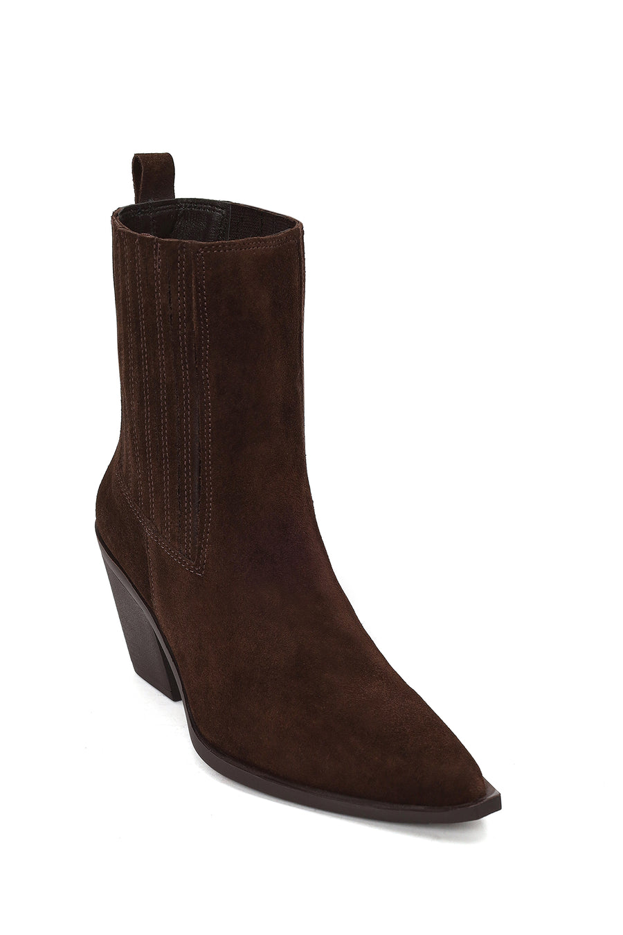 Woman Brown Chunky-Heeled Suede Cowboy Boots