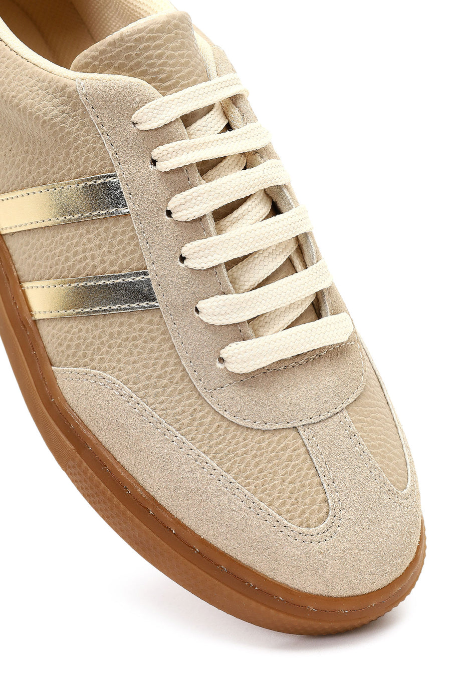 Woman Beige Lace-up Sneakers