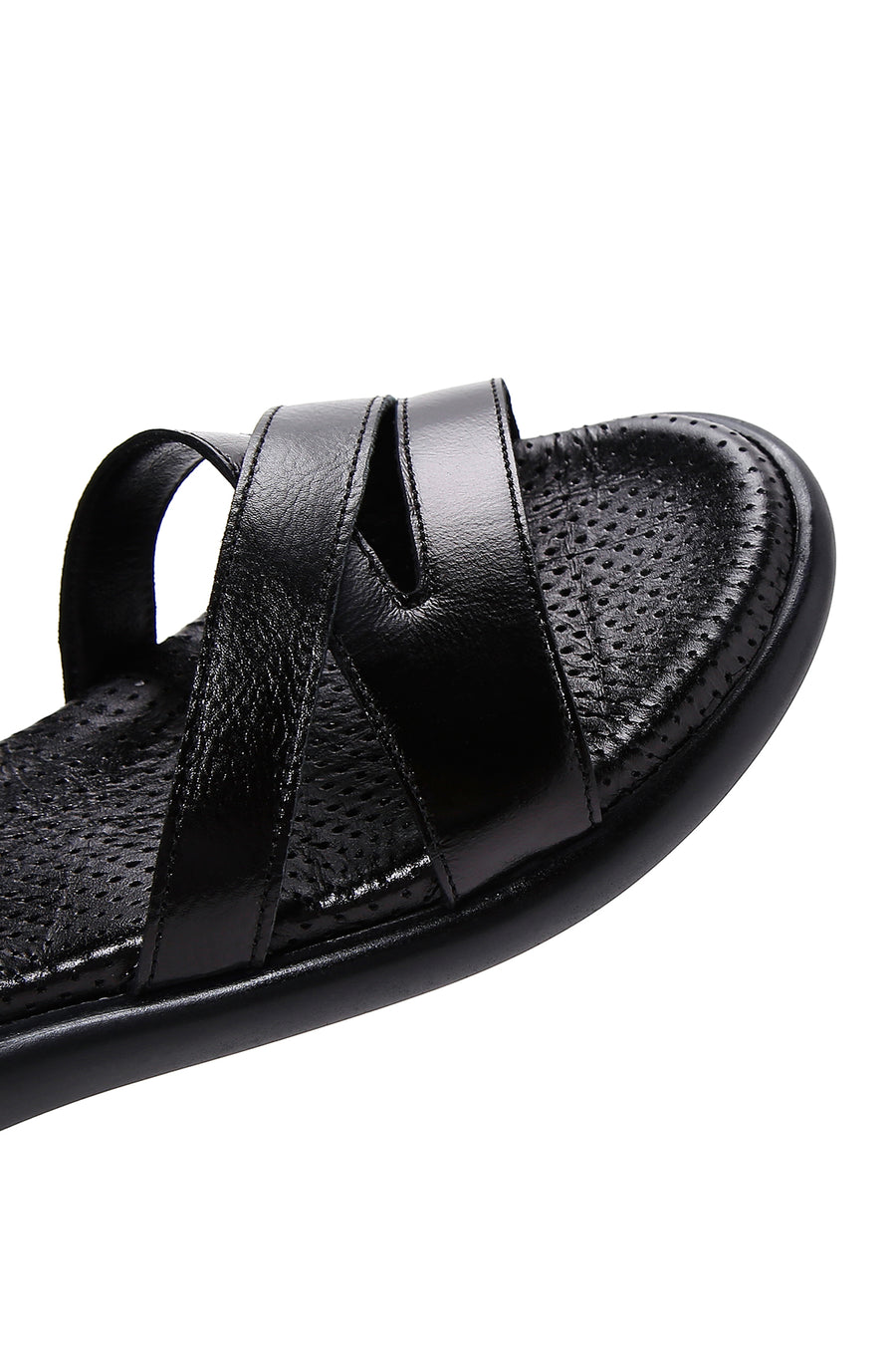 Kadın Siyah Deri Comfort Sandalet