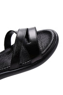 Women's Black Ankle Strap Leather Comfort Sandals | Derimod