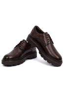 Men's Brown Lace-Up Thick-Soled Leather Casual Shoes | Derimod