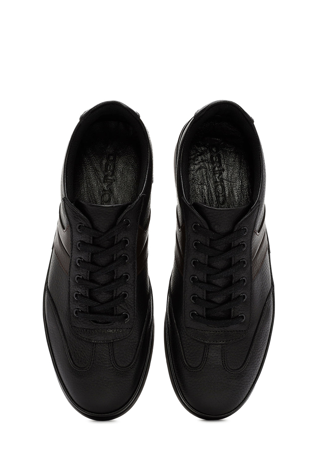 Erkek Siyah Bağcıklı Kalın Tabanlı Deri Sneaker