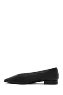 Women's Black Leather Ballerinas | Derimod