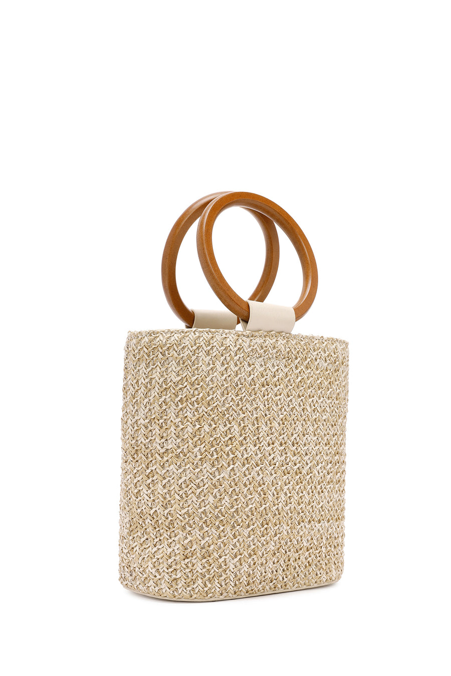Women's Cream Long Strap Straw Handle Bag