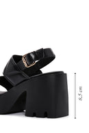 Women's Black Ankle Strap Thick Heeled Sandals | Derimod