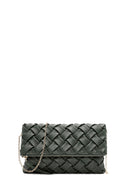 Women's Green Long Strap Braided Clutch Bag | Derimod