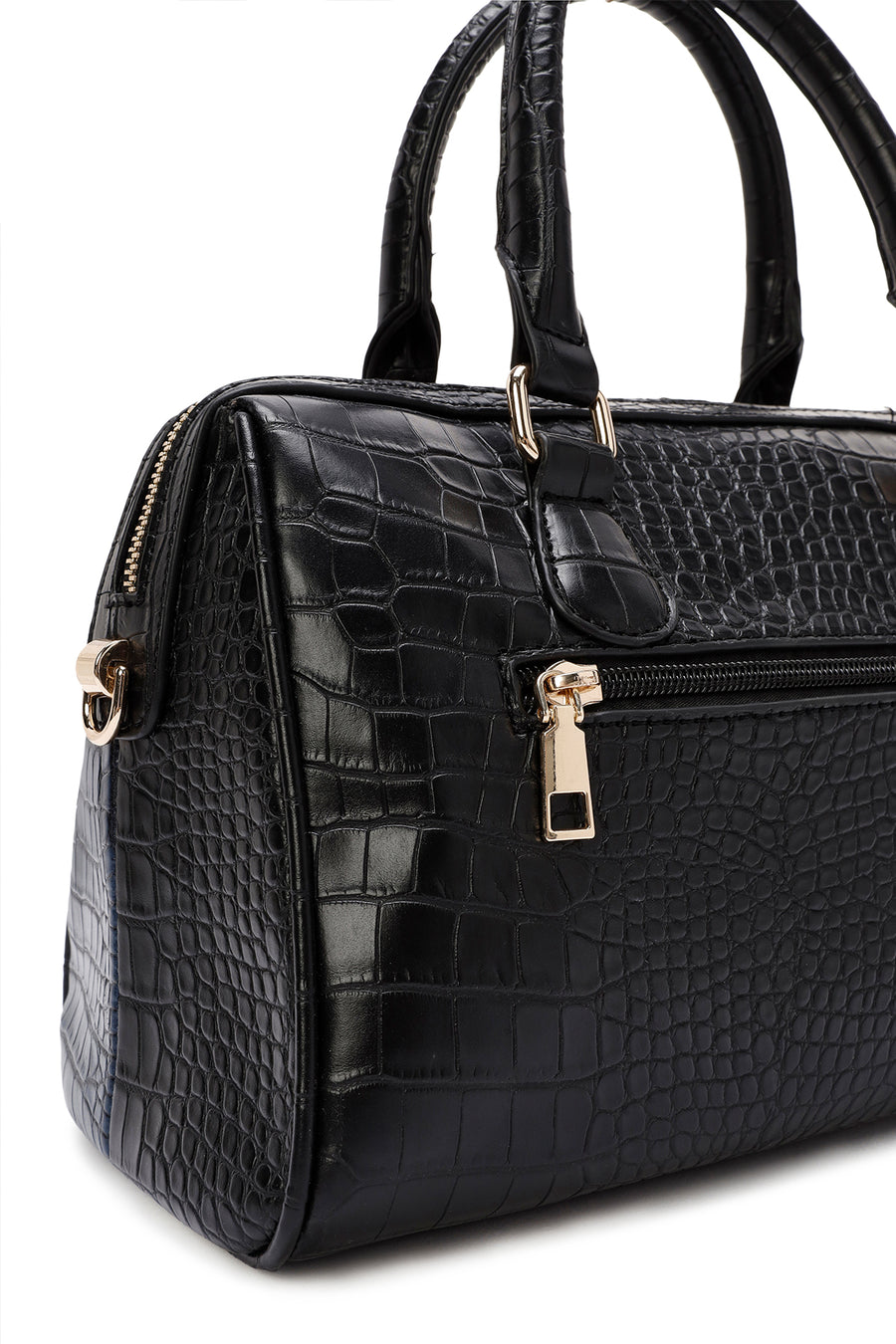 Women's Black Long Strap Handbag with Accessory Detail