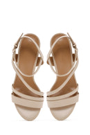 Women's Beige Thick Heeled Sandals | Derimod