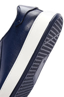 Men's Navy Blue Leather Thick Soled Sneaker | Derimod