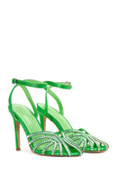 Women's Green Stone Thin Heel Sandals | Derimod