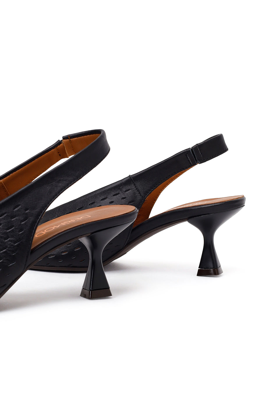 Woman Black Backless Low-Heeled Leather Shoes