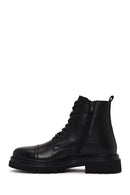 Male Black Lace-up Zip Closure Leather Casual Boots | Derimod