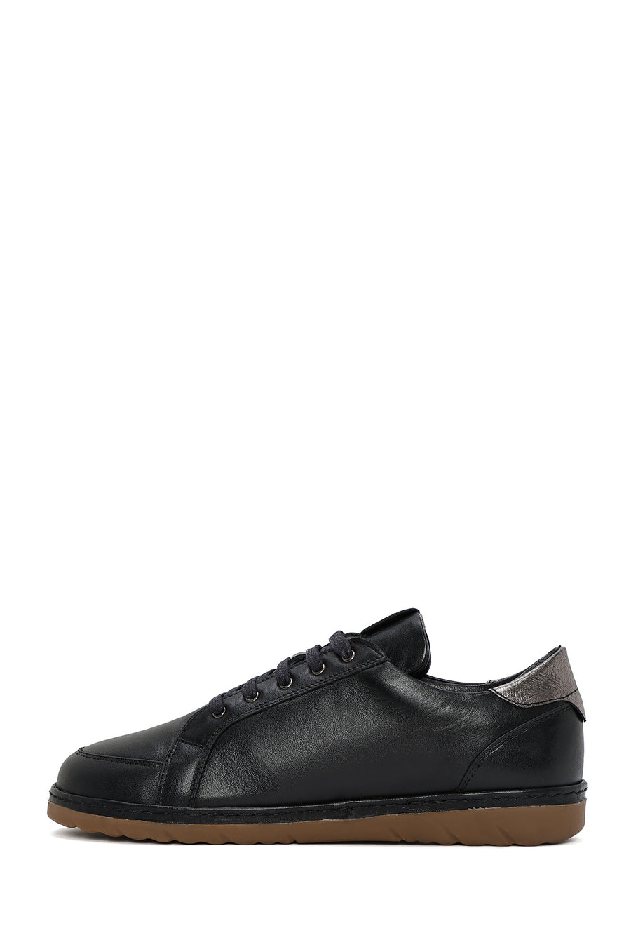 Women's Black Lace-Up Leather Sneaker