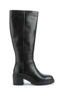 Geox Women's Black Damiana Zippered Leather Boots | Derimod