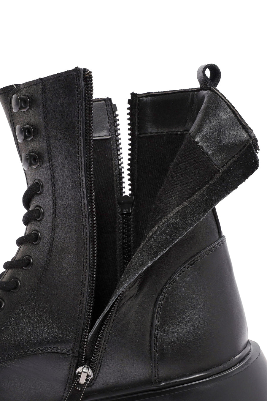 Men's Black Zippered Leather Casual Boots