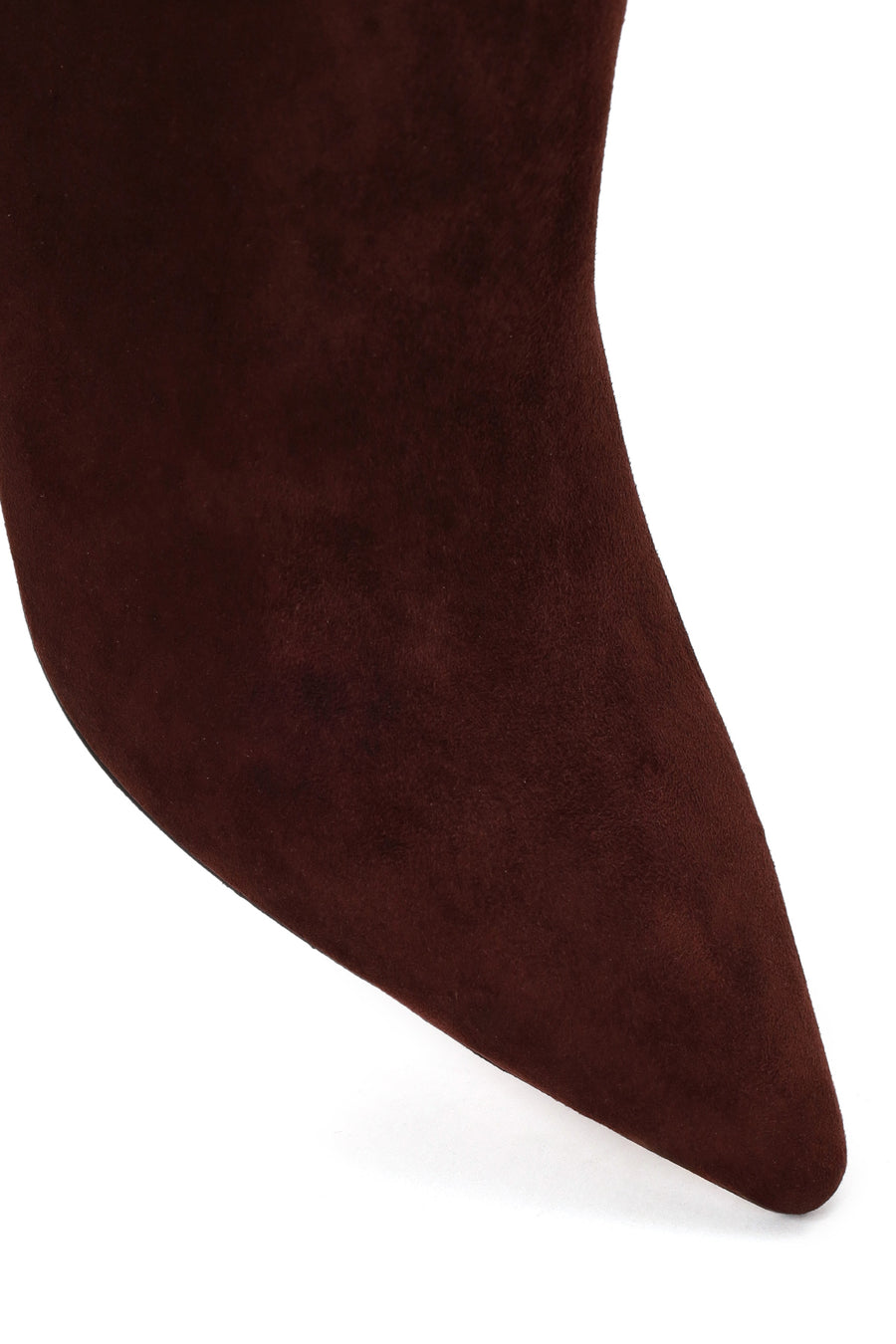 Woman Burgundy Zip Closure Thin-Heeled Suede Boots