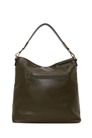 Woman Khaki Long-Strap Suede Shoulder Bag | Derimod