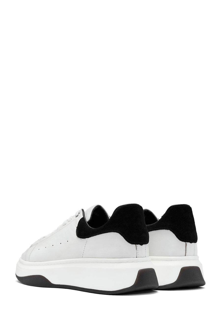 Erkek Beyaz Bağcıklı Deri Sneaker