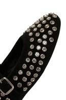 Women's Black Stone Leather Ballerinas | Derimod